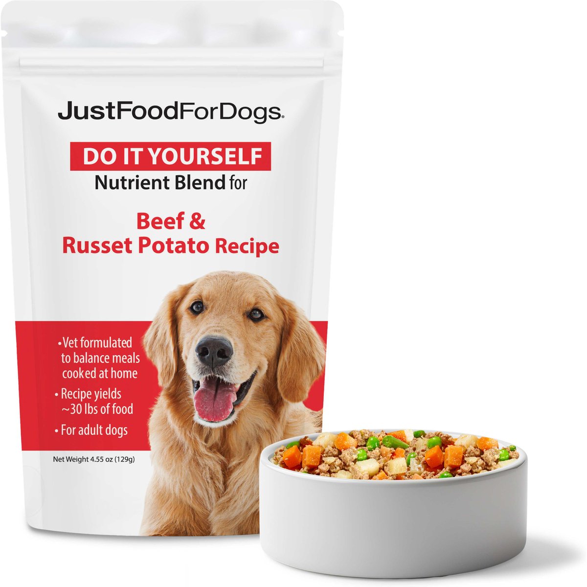 Just Food For Dogs DoItYourself Beef & Russet Potato Recipe Fresh Dog Food Recipe & Nutrient Blend