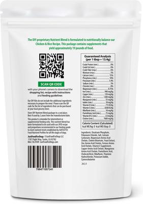 Show full view: JustFoodForDogs DoItYourself Chicken & White Rice Recipe Fresh Dog Food Recipe & Nutrient Blend, 7.93-oz bag slide 10 of 12