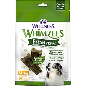WHIMZEES Freshzees Medium Dental Dog Treats, 14.81-oz bag, 14 count