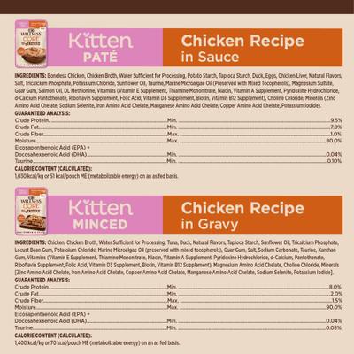 Show full view: Wellness CORE Tiny Tasters Kitten Chicken Grain-Free Variety Pack Wet Cat Food, 1.75-oz pouch, case of 12 slide 9 of 11