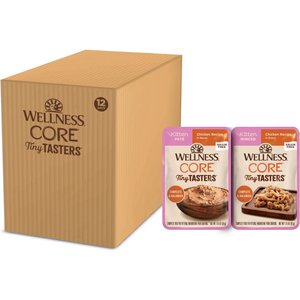 Wellness CORE Tiny Tasters Kitten Chicken Grain-Free Variety Pack Wet Cat Food, 1.75-oz pouch, case of 12