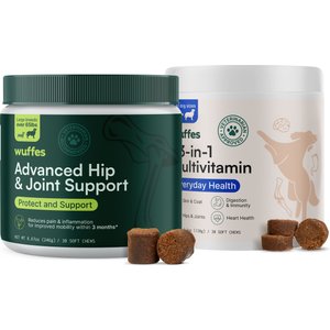 Wuffes Bundle 23-in-1 Multivitamin, 30 count & Hip & Joint Supplement for Large Breed Dogs, 30 count