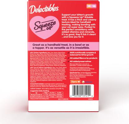 Show full view: Hartz Delectables Squeeze Up Complete & Balanced Variety Pack Lickable Kitten Treats, 0.5-oz tube, case of 20 slide 9 of 12
