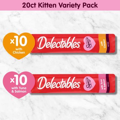 Show full view: Hartz Delectables Squeeze Up Complete & Balanced Variety Pack Lickable Kitten Treats, 0.5-oz tube, case of 20 slide 8 of 12