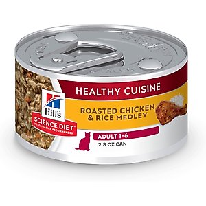 Hill's Science Diet Adult Healthy Cuisine Roasted Chicken & Rice Medley Wet Cat Food, 2.8-oz can, case of 4