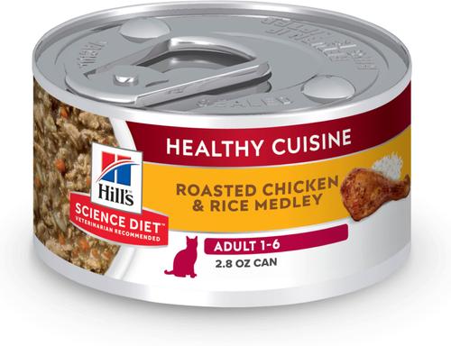 Show full view: Hill's Science Diet Adult Urinary Hairball Control Dry Cat Food, 15.5-lb bag + Hill's Science Diet Adult Healthy Cuisine Roasted Chicken & Rice Medley Canned Cat Food, 2.8-oz, case of 26 slide 6 of 9