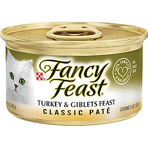 Fancy Feast Classic Turkey & Giblets Feast Canned Cat Food, 3-oz can, case of 4