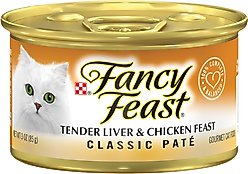 Fancy Feast Classic Pate Tender Chicken & Liver Feast Wet Cat Food, 3-oz can, case of 4