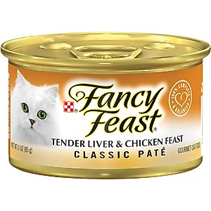 Fancy Feast Classic Pate Tender Chicken & Liver Feast Wet Cat Food, 3-oz can, case of 4
