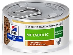 Hill's Prescription Diet Metabolic Weight Management Vegetable & Chicken Stew Wet Cat Food, 2.9-oz can, case of 4