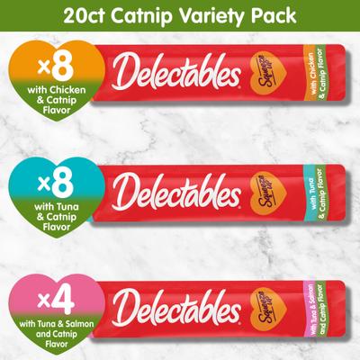 Show full view: Hartz Delectables Squeeze Up Catnip Flavored Variety Pack Grain-Free Lickable Cat Treats, 0.5-oz tube, case of 20 slide 7 of 11