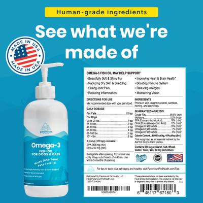 Show full view: Paramount Pet Health Omega-3 Fish Oil Dog & Cat Supplement, 16oz slide 3 of 11