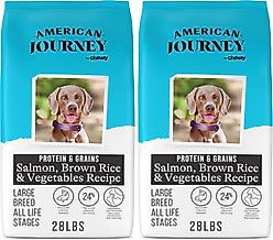American Journey Protein & Grains Large Breed Salmon, Brown Rice & Vegetables Recipe Dry Dog Food, 56-lb bundle