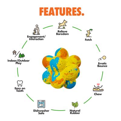 Show full view: Arlee Home & Pet Max Fusion Made with Nike Grind Pop It Dog Chew Toy, Tie Dye Purple/Blue, Small slide 4 of 11