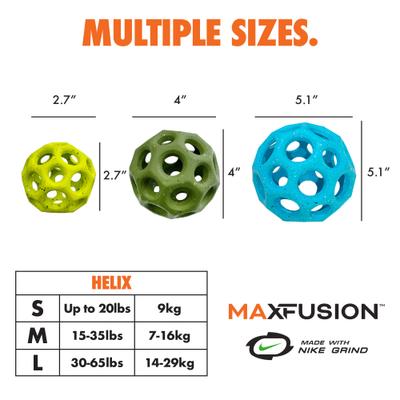 Show full view: Arlee Home & Pet Max Fusion Made with Nike Grind Helix Dog Ball Toy, Green, Medium slide 7 of 10