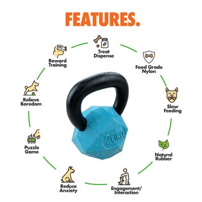 Show full view: Arlee Home & Pet Max Fusion Nike Grind Kettle Bell Treat Dispensing Dog Toy, Green, Small slide 3 of 10