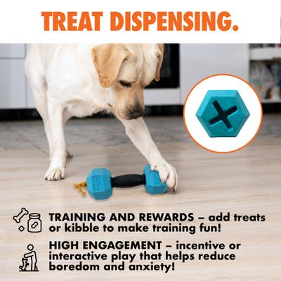 Show full view: Arlee Home & Pet Max Fusion Nike Grind Dumbbell Treat Dispensing Dog Toy, Yellow, Large slide 4 of 10