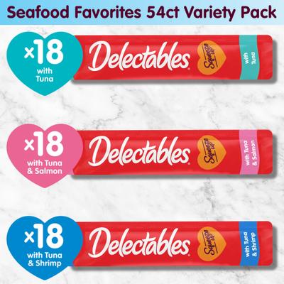 Show full view: Hartz Delectables Squeeze Up Seafood Variety Pack Grain-Free Lickable Cat Treats, 0.5-oz tube, 54 count slide 7 of 12