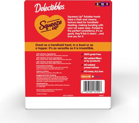 Show full view: Hartz Delectables Squeeze Up Non-Seafood Variety Pack Lickable Cat Treats, 0.5-oz, case of 72 slide 8 of 11