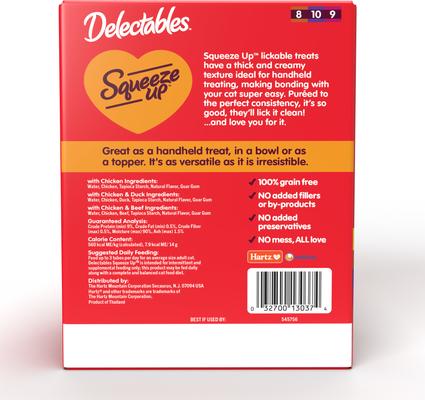 Show full view: Hartz Delectables Squeeze Up Non-Seafood Variety Pack Lickable Cat Treats, 54 count slide 8 of 11