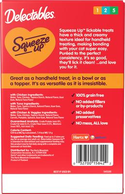 Show full view: Hartz Delectables Squeeze Up Variety Pack Grain-Free Lickable Cat Treats, 0.5-oz tube, 20 count slide 8 of 11