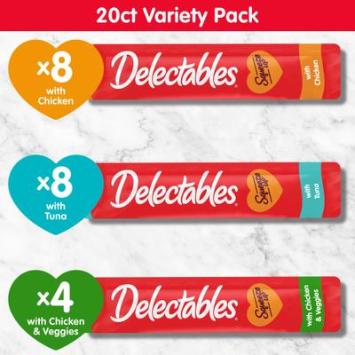 Show full view: Hartz Delectables Squeeze Up Variety Pack Grain-Free Lickable Cat Treats, 0.5-oz tube, 20 count slide 7 of 11