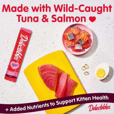 Show full view: Hartz Delectables Squeeze Up Complete & Balanced Tuna & Salmon Lickable Kitten Treats, 0.5-oz tube, case of 32 slide 3 of 11