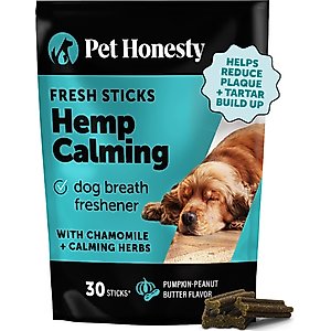 Pet Honesty Hemp Calming Pumpkin Flavored Dental Sticks for Dogs, 30 count