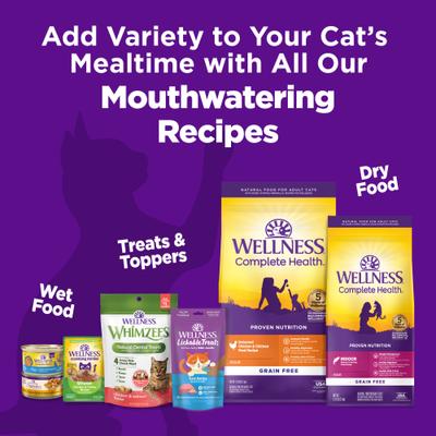 Show full view: Wellness Complete Health Purrfect Duos Beef & Chicken Grain-Free Cuts in Gravy Wet Cat Food, 2.64-oz cup, case of 12 slide 8 of 11