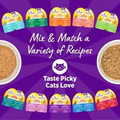 Show full view: Wellness Complete Health Purrfect Duos Beef & Chicken Grain-Free Cuts in Gravy Wet Cat Food, 2.64-oz cup, case of 12 slide 6 of 11