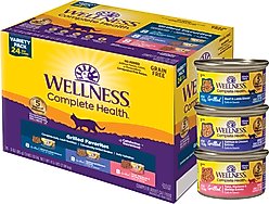 Wellness Complete Health Grilled Favorites Variety Pack Grain-Free Wet Cat Food, 3-oz can, case of 24