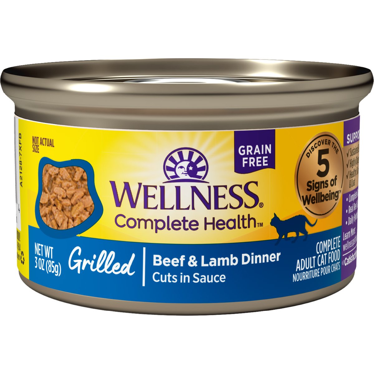 Wellness Complete Health Grilled Cuts Beef & Lamb Natural Grain-Free Wet Cat Food, 3-oz can, case of 12