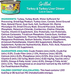 Wellness Complete Health Grilled Turkey & Turkey Liver Grain-Free Cuts in Sauce Wet Cat Food, 3-oz can, case of 12 slide 2 of 9