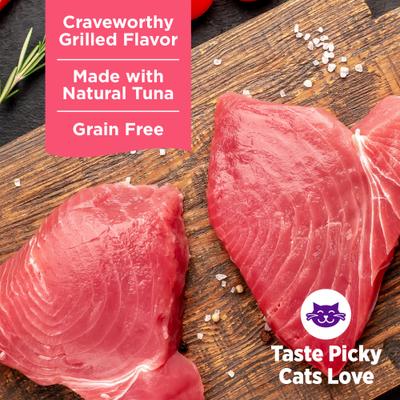 Show full view: Wellness Complete Health Grilled Tuna, Mackerel & Shrimp Grain-Free Cuts in Sauce Wet Cat Food, 3-oz can, case of 12 slide 5 of 12