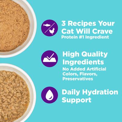 Show full view: Wellness Complete Health Purrfect Duos Variety Pack Grain-Free Pate & Cuts in Gravy Wet Cat Food, 2.64-oz cup, case of 12 slide 6 of 12