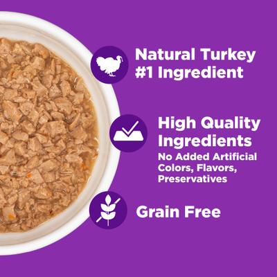 Show full view: Wellness Complete Health Purrfect Duos Turkey & Salmon Grain-Free Cuts in Gravy Wet Cat Food, 2.64-oz cup, case of 12 slide 6 of 12