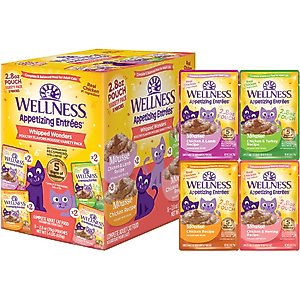 Wellness Appetizing Entrees Whipped Wonders Mousse Variety Pack Wet Cat Food, 2.8-oz pouch, case of 8