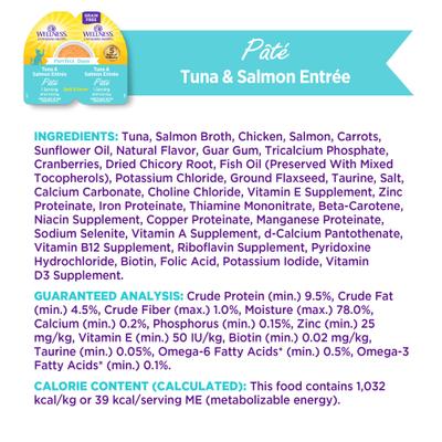 Show full view: Wellness Complete Health Purrfect Duos Tuna & Salmon Grain-Free Pate Wet Cat Food, 2.64-oz cup, case of 12 slide 9 of 12