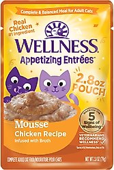 Wellness Appetizing Entrees Chicken Mousse Wet Cat Food, 2.8-oz pouch, case of 8