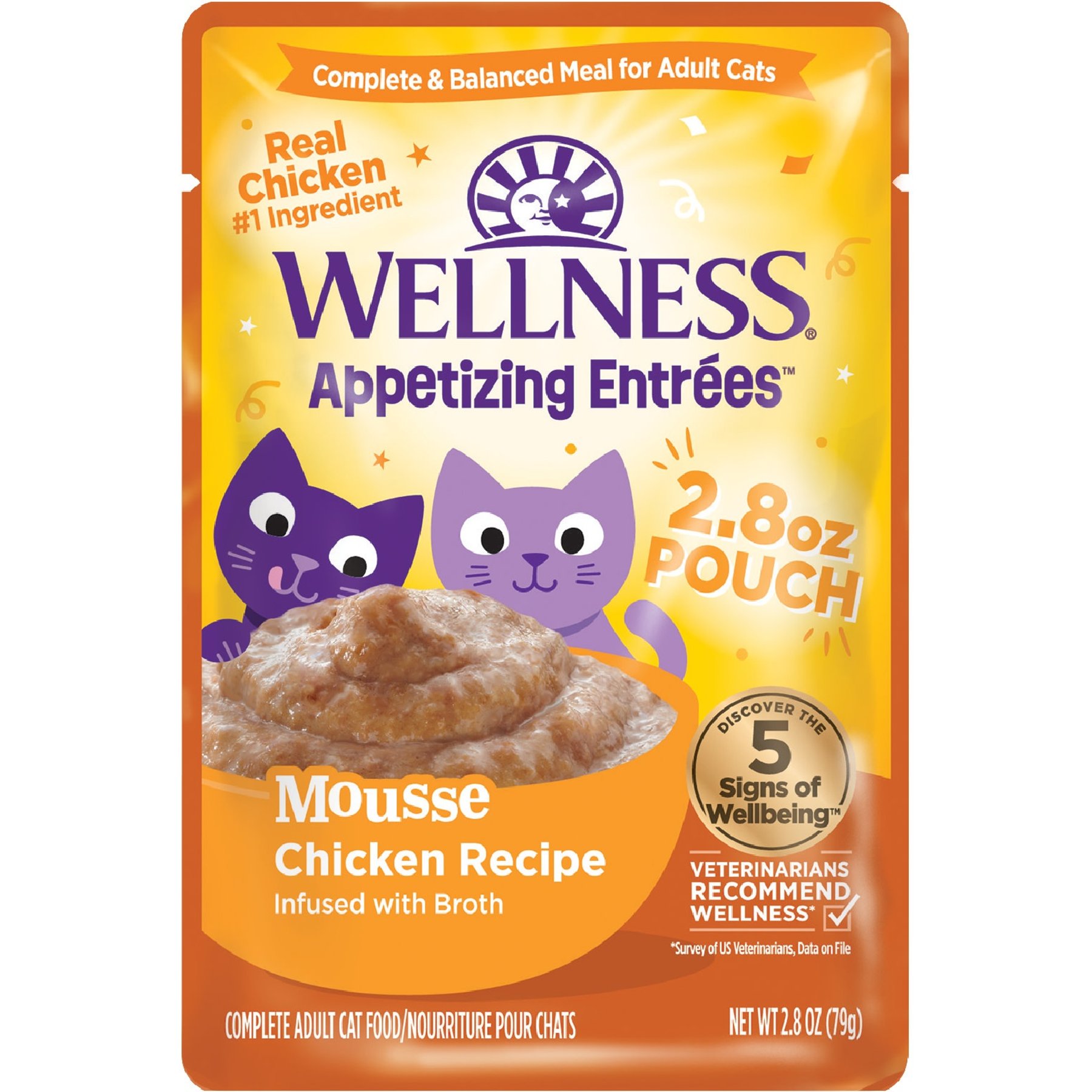 Wellness Wellness Appetizing Entrees Mousse Chicken Natural Grain-Free Wet Cat Food, 2.8-oz pouch, case of 8