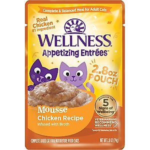 Wellness Appetizing Entrees Chicken Mousse Wet Cat Food, 2.8-oz pouch, case of 8