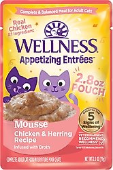 Wellness Appetizing Entrees Chicken & Herring Mousse Wet Cat Food, 2.8-oz pouch, case of 8