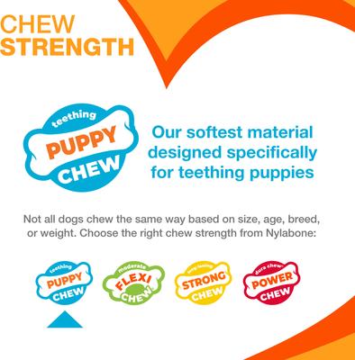 Show full view: Nylabone Puppy Teething & Soothing Flexible Chicken Flavor Chew Dog Toy Blue, X-Small slide 3 of 12