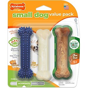 Nylabone Healthy Edible Flexi Chew Value Pack Bacon & Chicken Flavor Dog Chew Toy, 3 count, X-Small