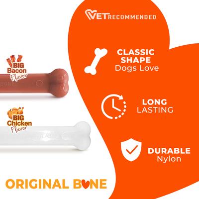 Show full view: Nylabone Power Chew Durable Dog Chew Toy, Bacon & Chicken Dog Treats, Large, 2 count slide 3 of 12