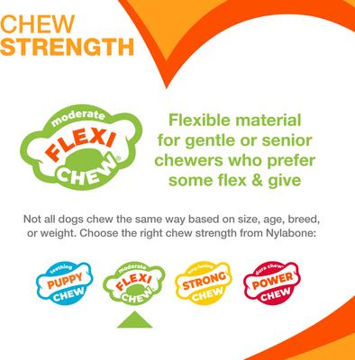 Show full view: Nylabone Moderate Chew FlexiChew Dental Chew Toy, Textured Bone, Chicken, Small  slide 3 of 12
