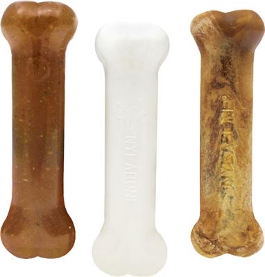 Show full view: Nylabone Puppy Starter Kit Chicken & Bacon Puppy Chew Toys & Treat, Small, 3 count slide 7 of 12