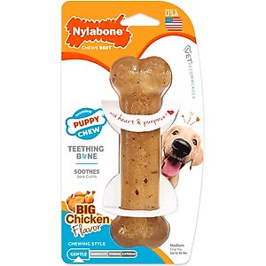 Nylabone Just for Puppies Teething Chew Toy Classic Bone Chicken, Medium