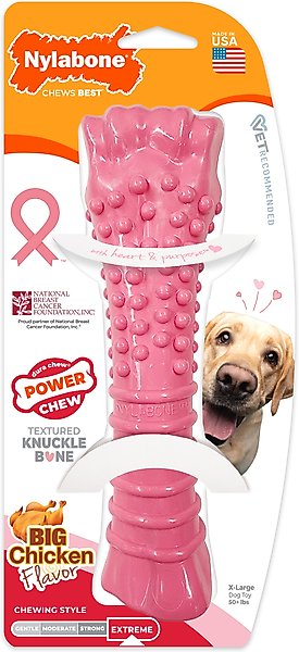 Show full view: Nylabone Breast Cancer Awareness Dog Power Chew Toy Chicken, X-Large slide 1 of 12
