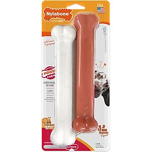 Nylabone Power Chew Durable Dog Chew Toy, Bacon & Chicken Dog Treats, Large, 2 count